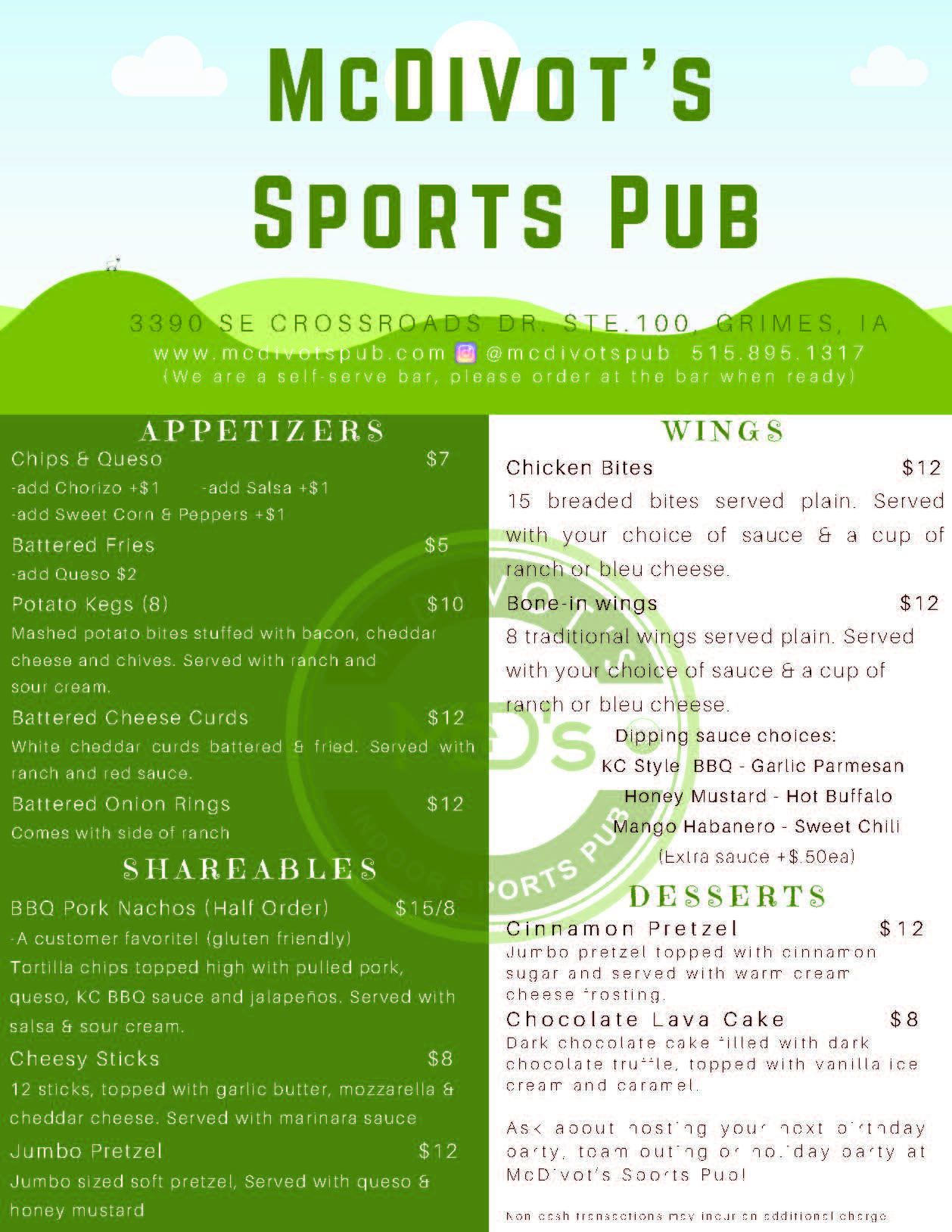 Food & Drink - McDivot's Indoor Sports Pub
