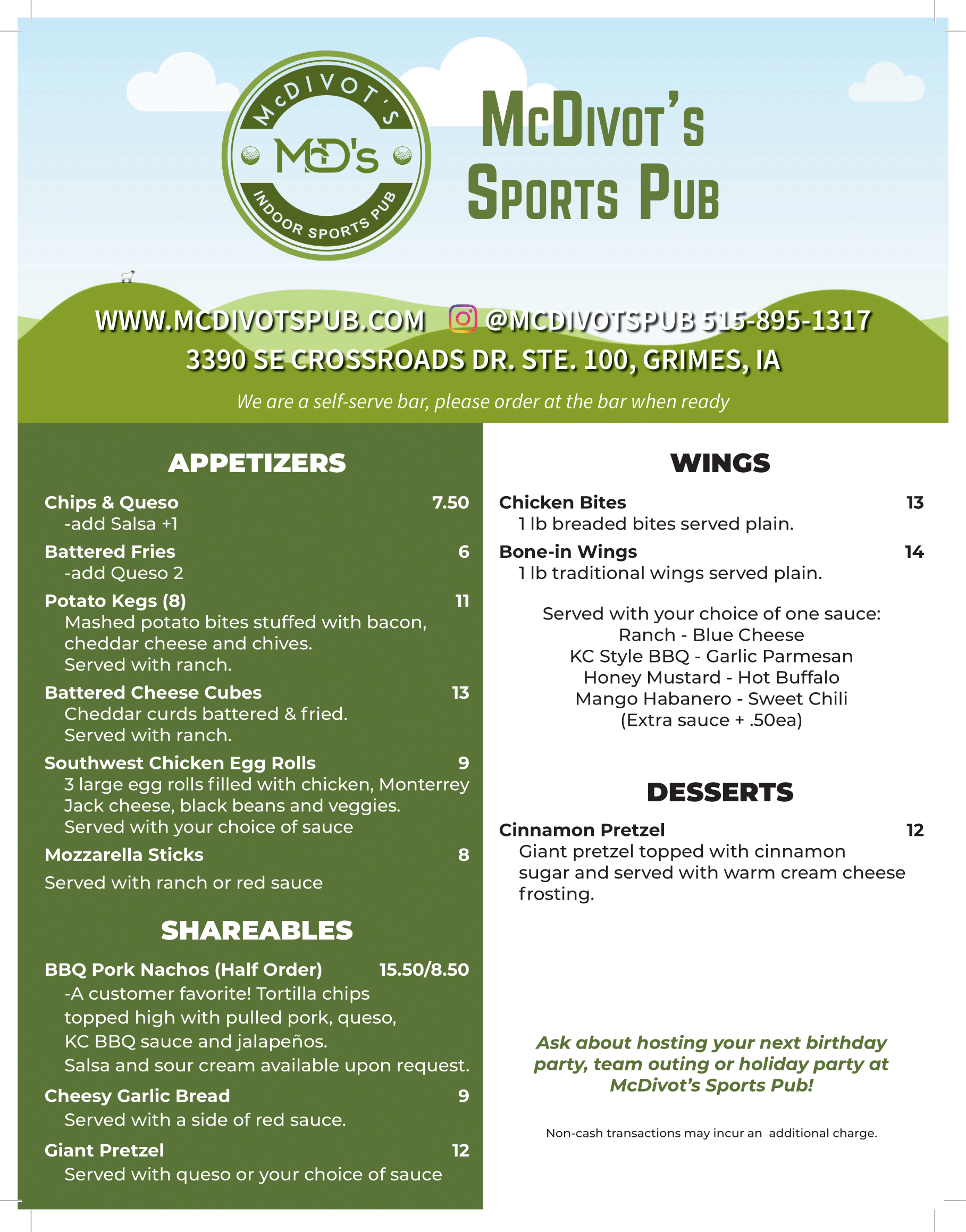 Food & Drink - McDivot's Indoor Sports Pub